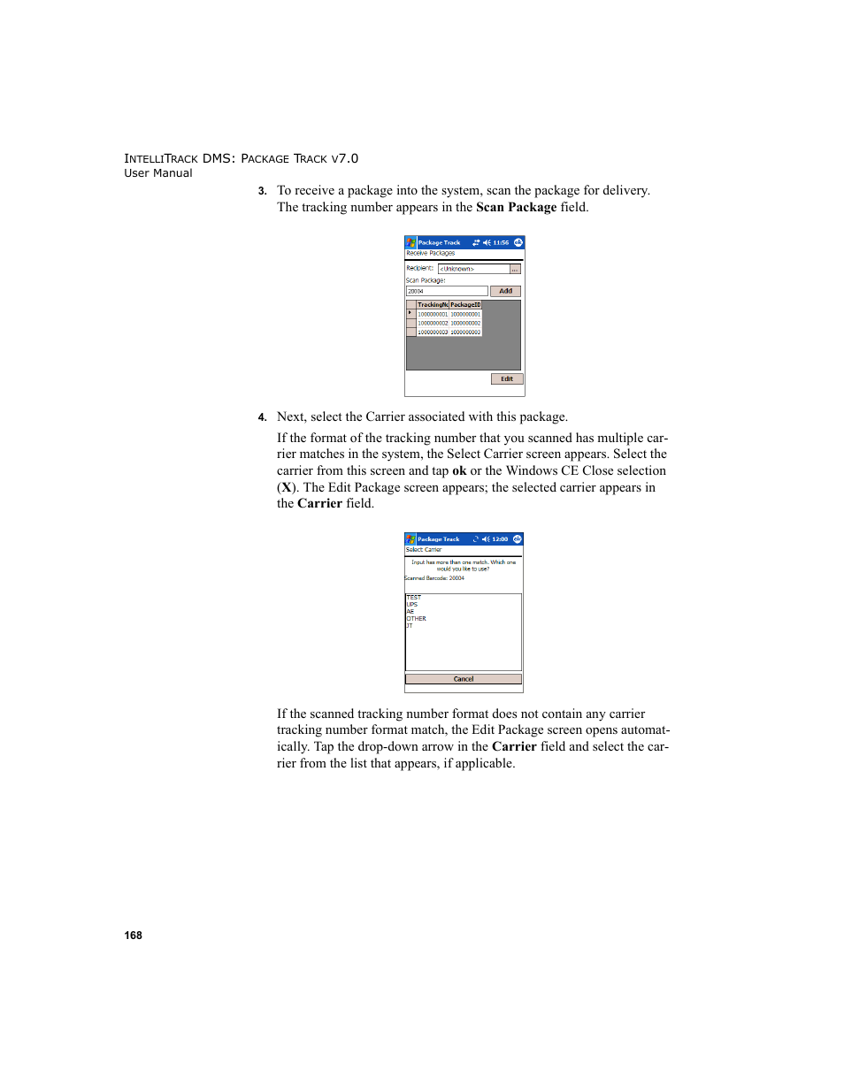 IntelliTrack Package Track User Manual | Page 184 / 230