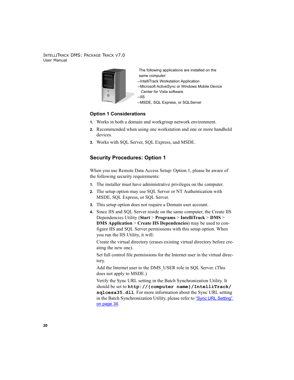 Security procedures: option 1 | IntelliTrack Package Track User Manual | Page 36 / 230