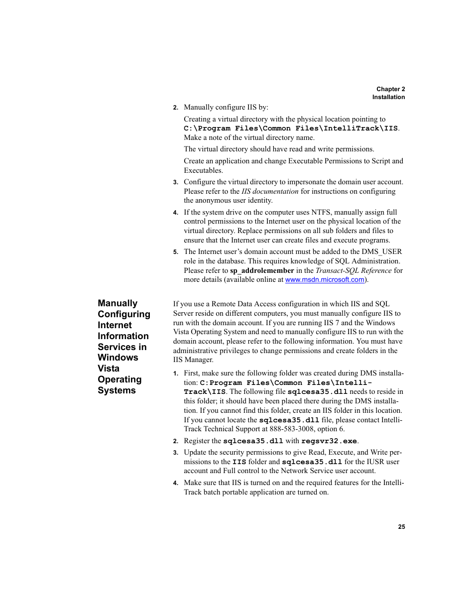 Windows vista operating systems, Manually configuring internet infor | IntelliTrack Package Track User Manual | Page 41 / 230