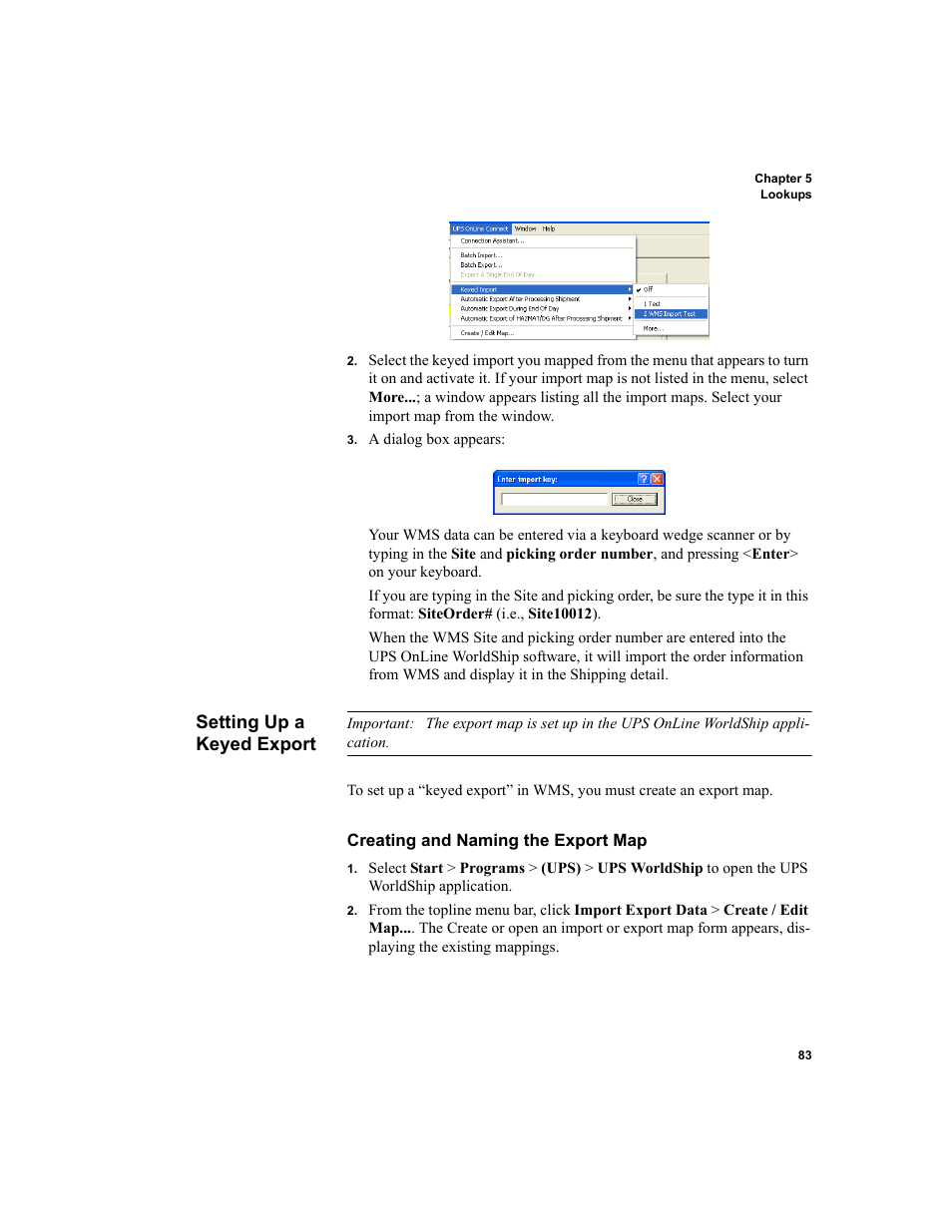 Setting up a keyed export, Creating and naming the export map | IntelliTrack WMS – Warehouse Management System User Manual | Page 109 / 466