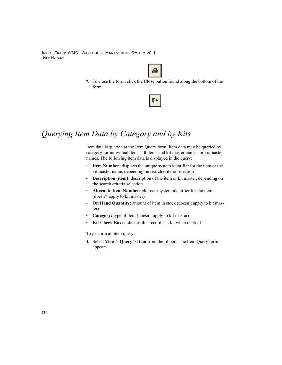 Querying item data by category and by kits | IntelliTrack WMS – Warehouse Management System User Manual | Page 300 / 466
