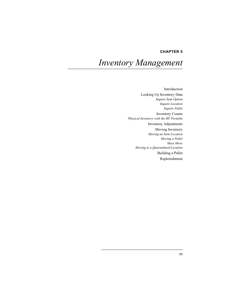 Chapter 5, Inventory management, Chapter 5: inventory management | IntelliTrack WMS – Warehouse Management System User Manual | Page 81 / 160