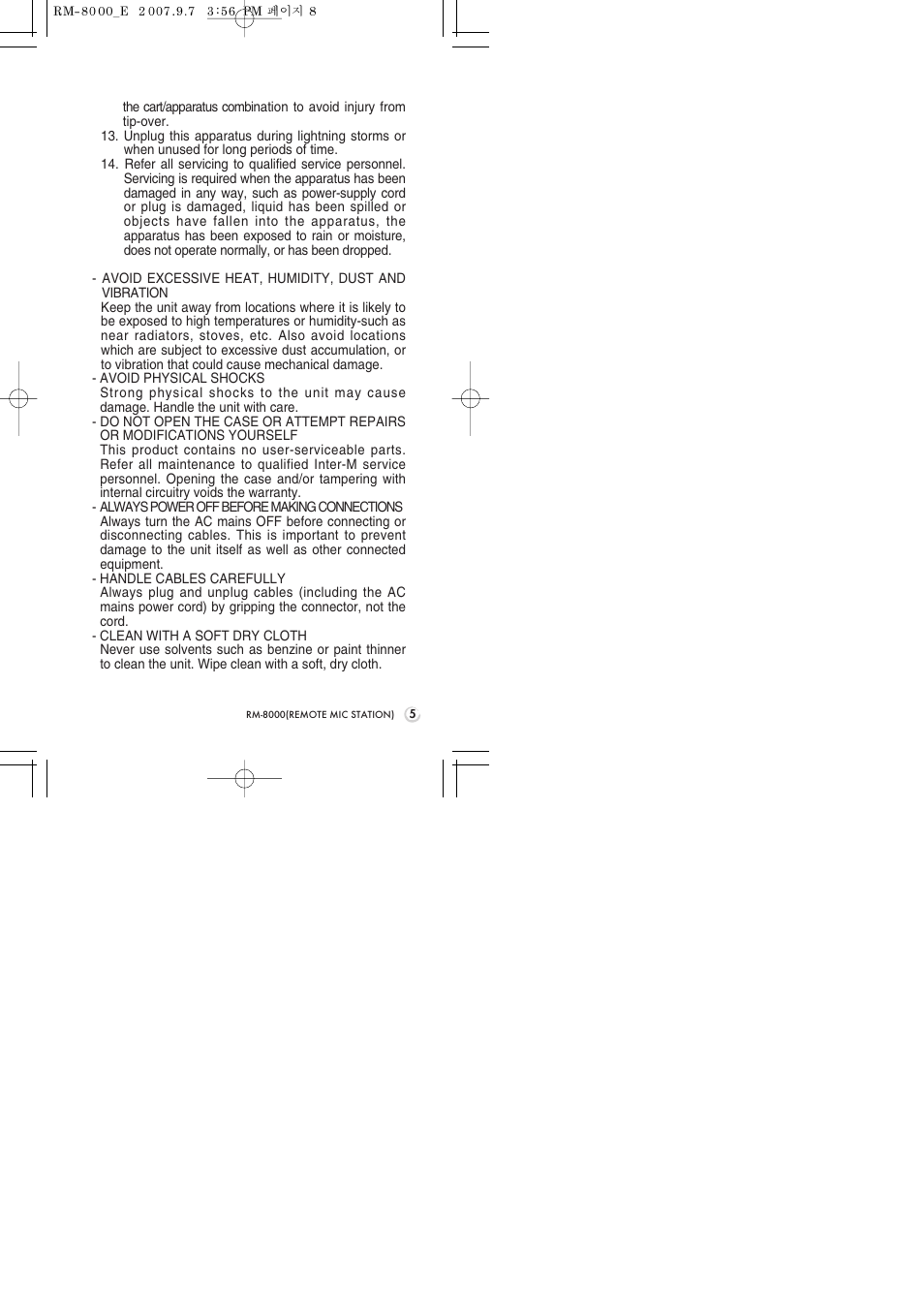 Inter-M RM-8000 User Manual | Page 7 / 20