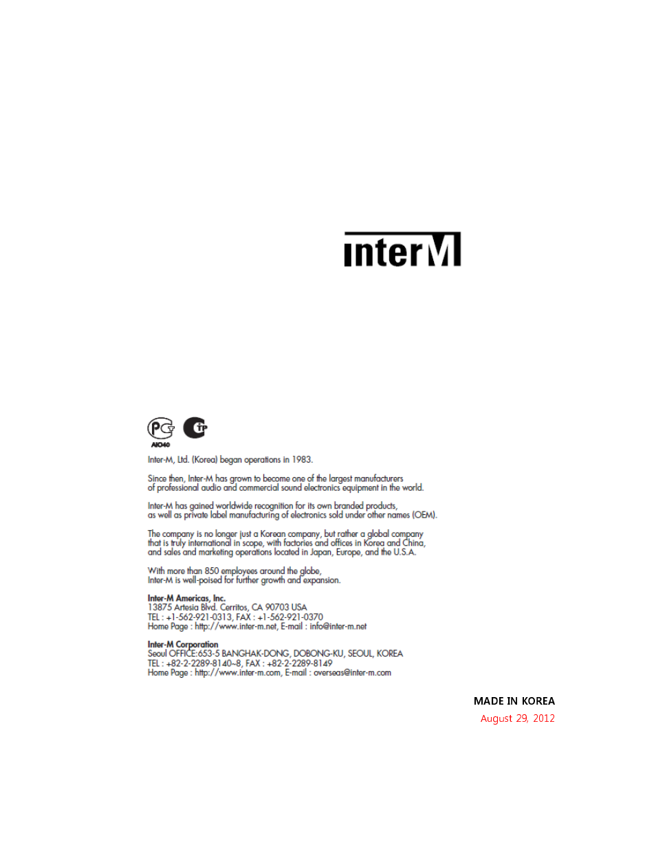 Inter-M PX-6216 User Manual | 19 pages