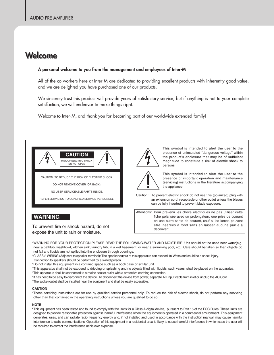 Welcome, Warning, Caution | Inter-M PP-6213 User Manual | Page 2 / 15