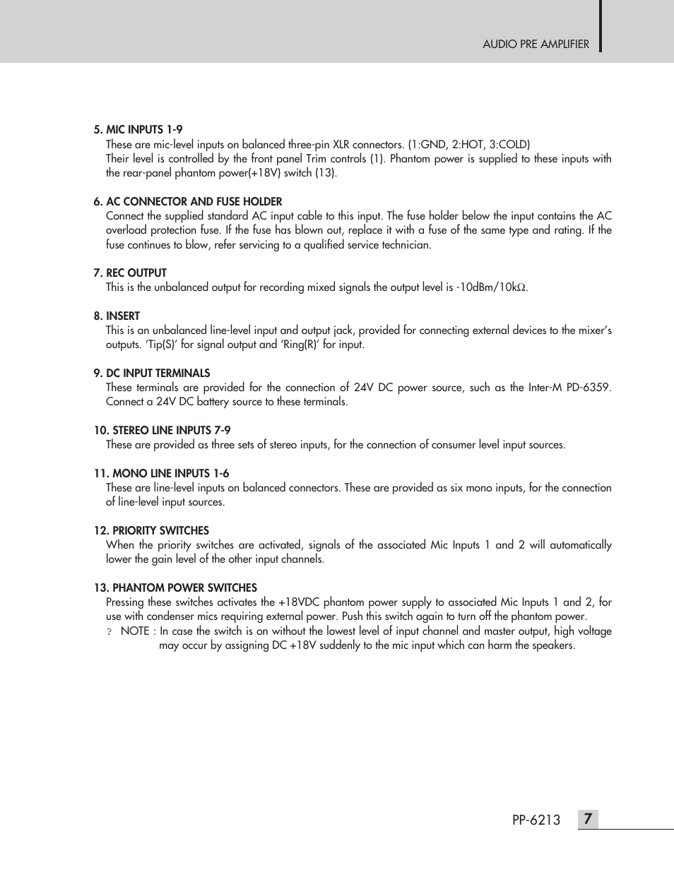 Inter-M PP-6213 User Manual | Page 9 / 15