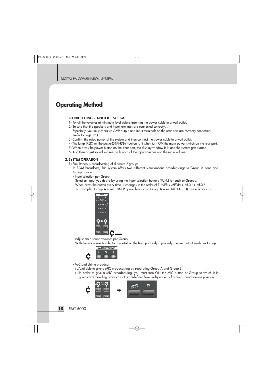 Operating method | Inter-M PAC-5000 User Manual | Page 20 / 50