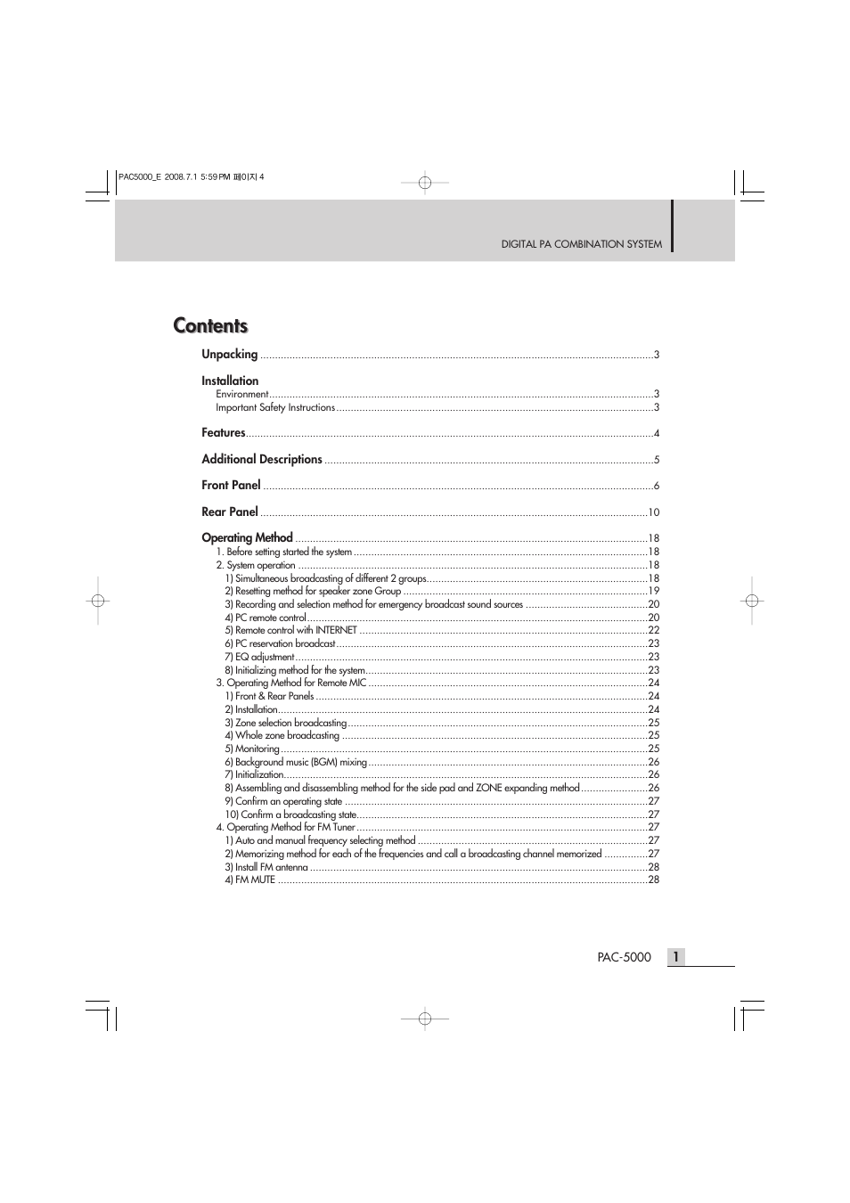 Inter-M PAC-5000 User Manual | Page 3 / 50