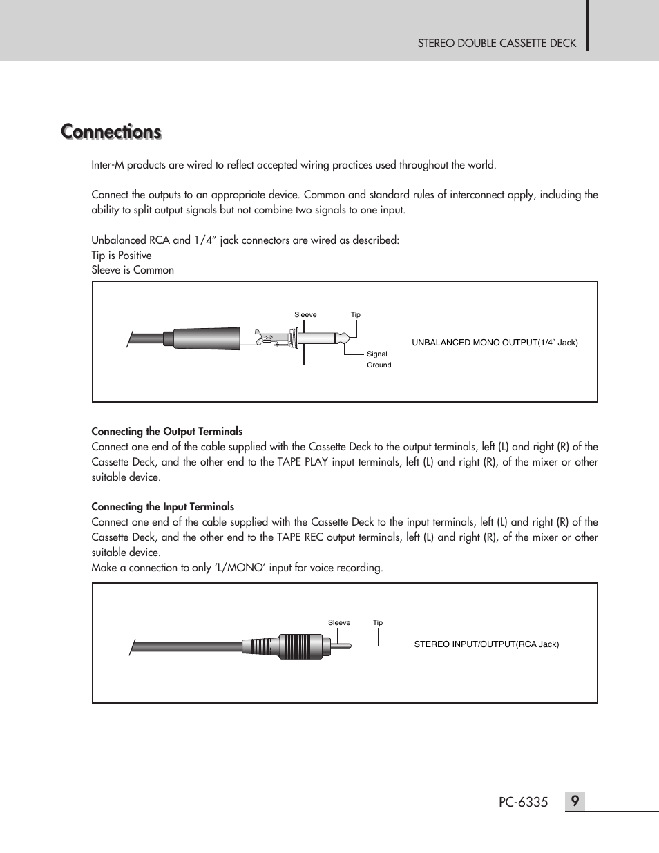 Connections, Pc-6335 | Inter-M PC-6335 User Manual | Page 11 / 24