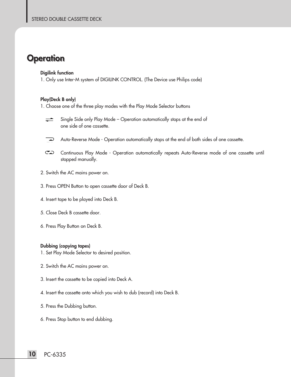 Operation | Inter-M PC-6335 User Manual | Page 12 / 24