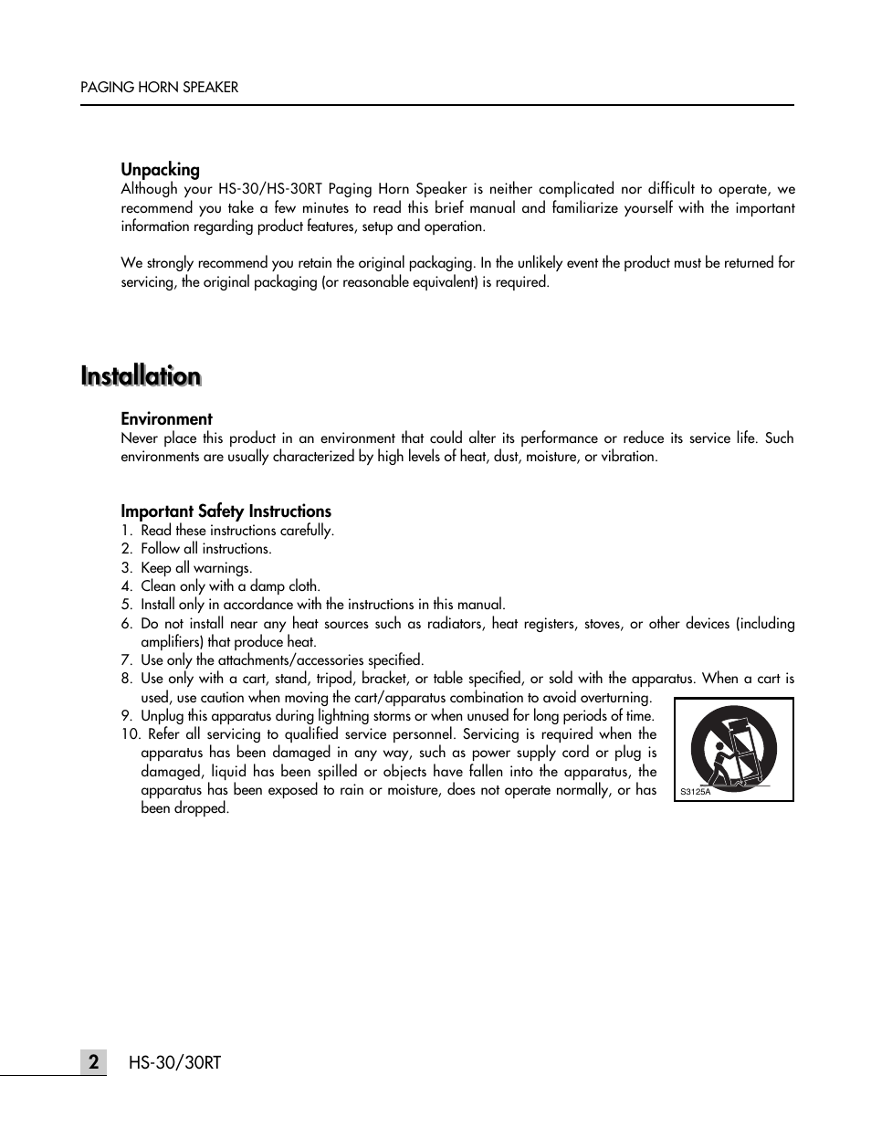 Installation | Inter-M HS-30 User Manual | Page 5 / 11