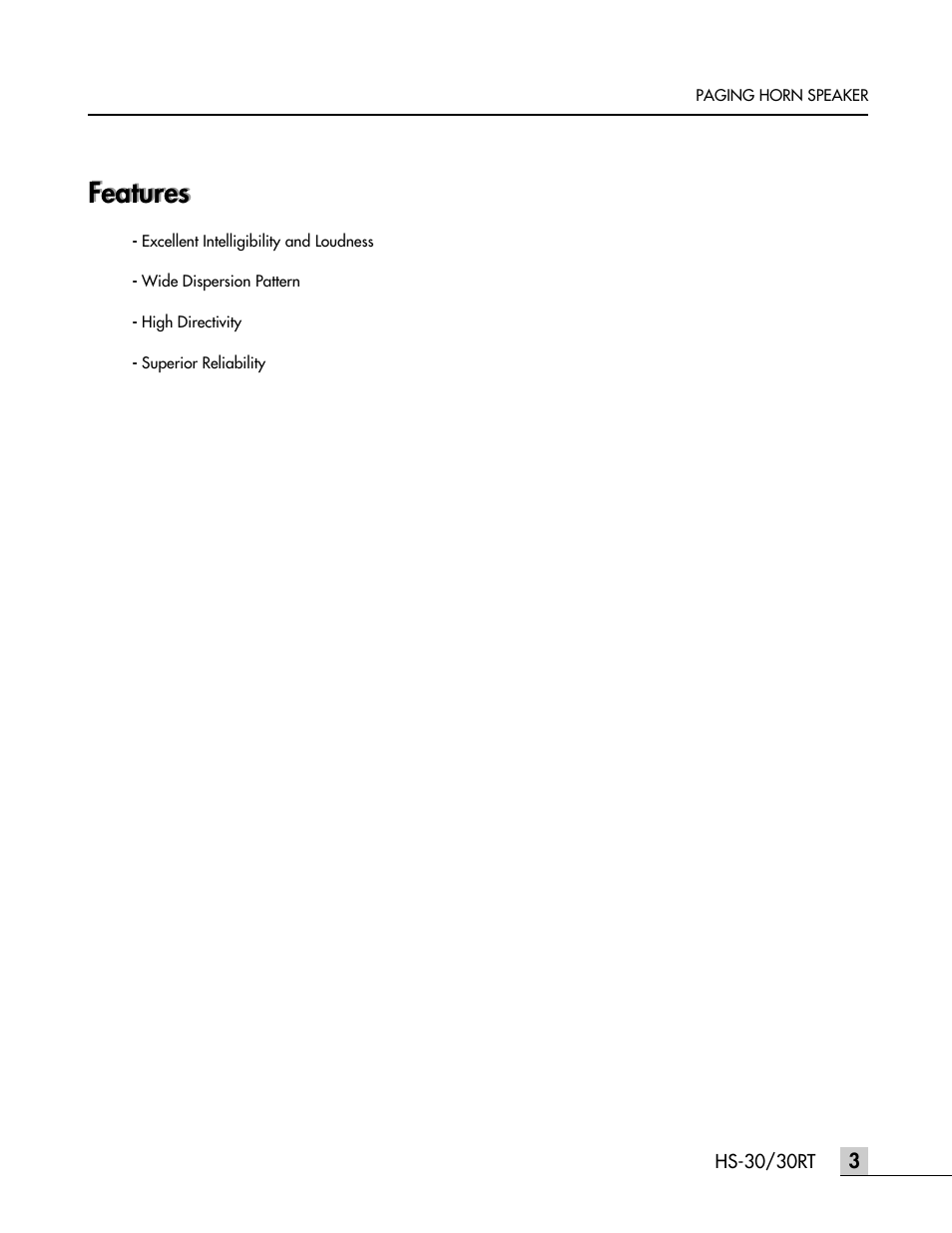 Features | Inter-M HS-30 User Manual | Page 6 / 11