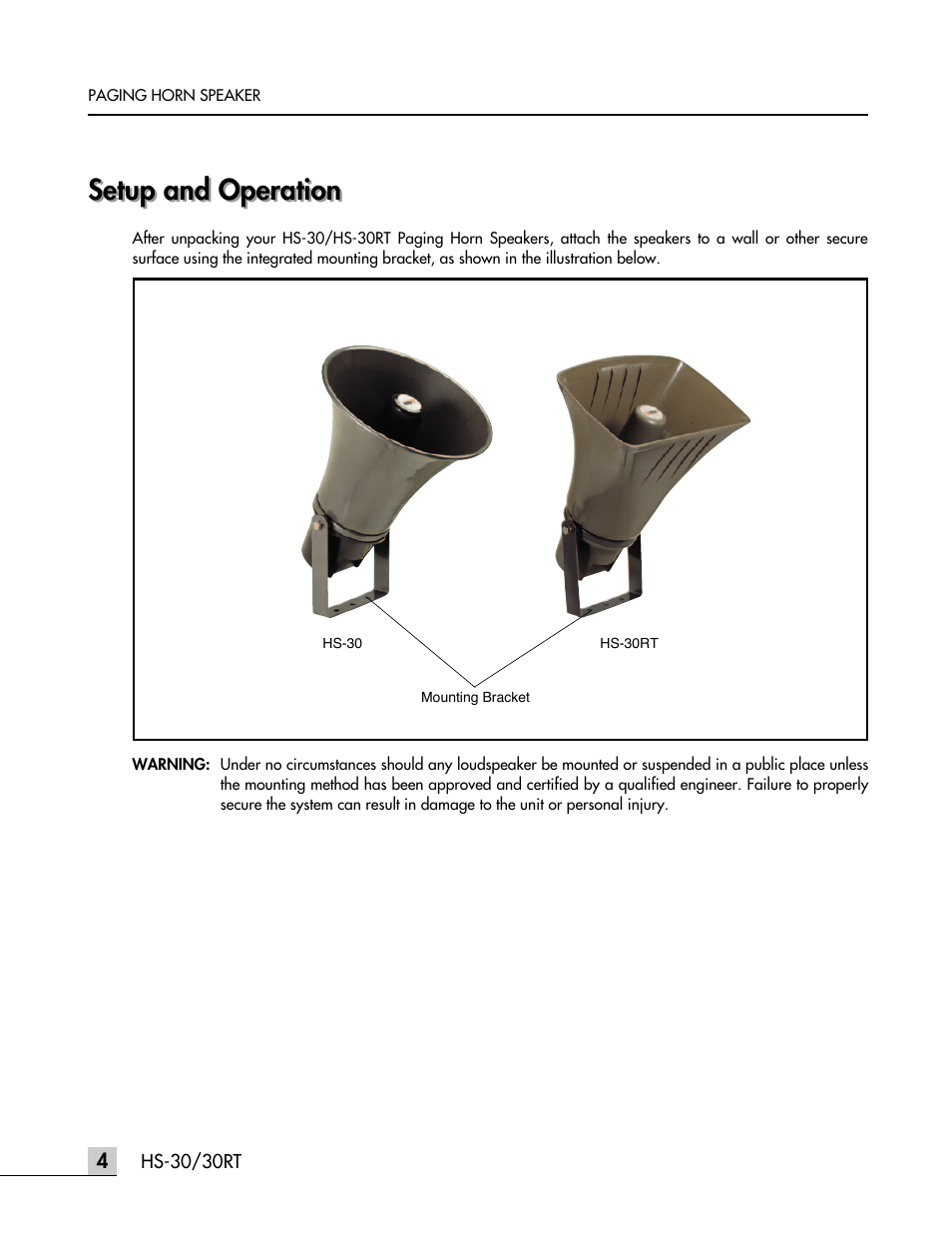 Setup and operation | Inter-M HS-30 User Manual | Page 7 / 11