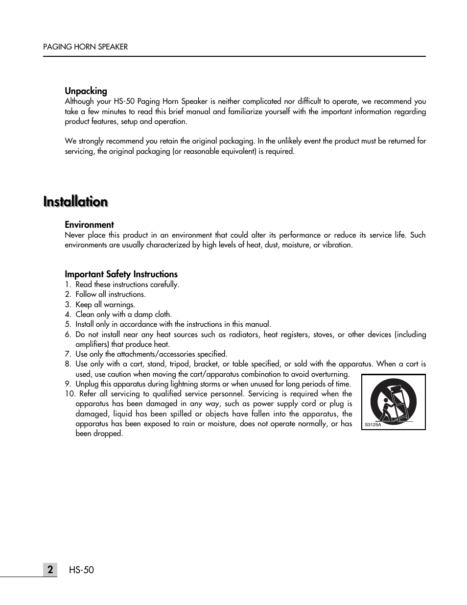 Installation | Inter-M HS-50 User Manual | Page 5 / 11