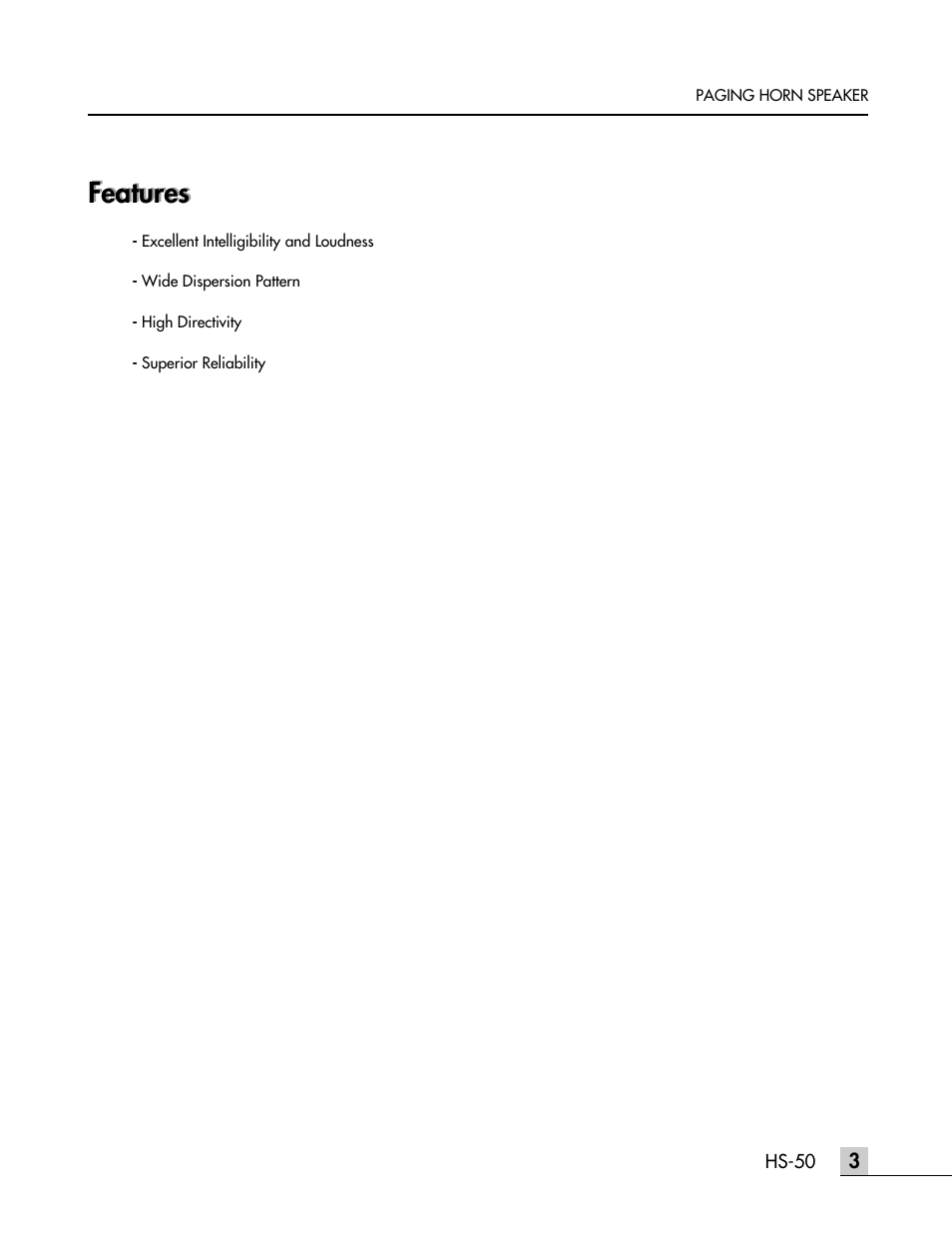 Features | Inter-M HS-50 User Manual | Page 6 / 11