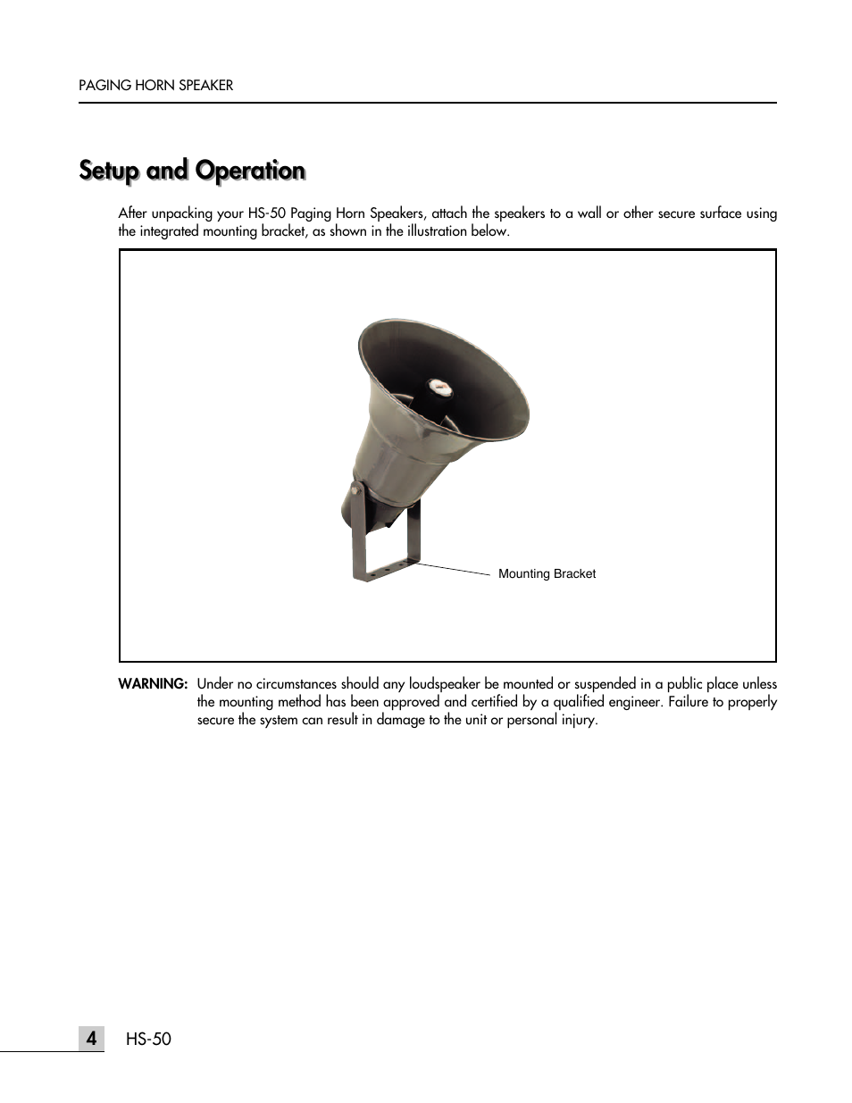 Setup and operation | Inter-M HS-50 User Manual | Page 7 / 11