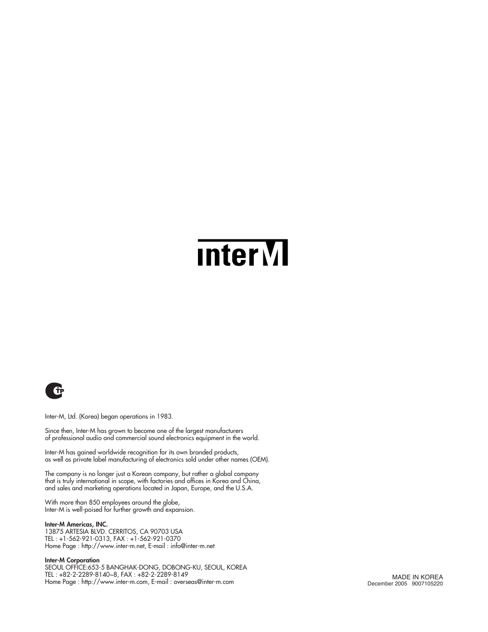 Inter-M CH-532 User Manual | Page 11 / 11