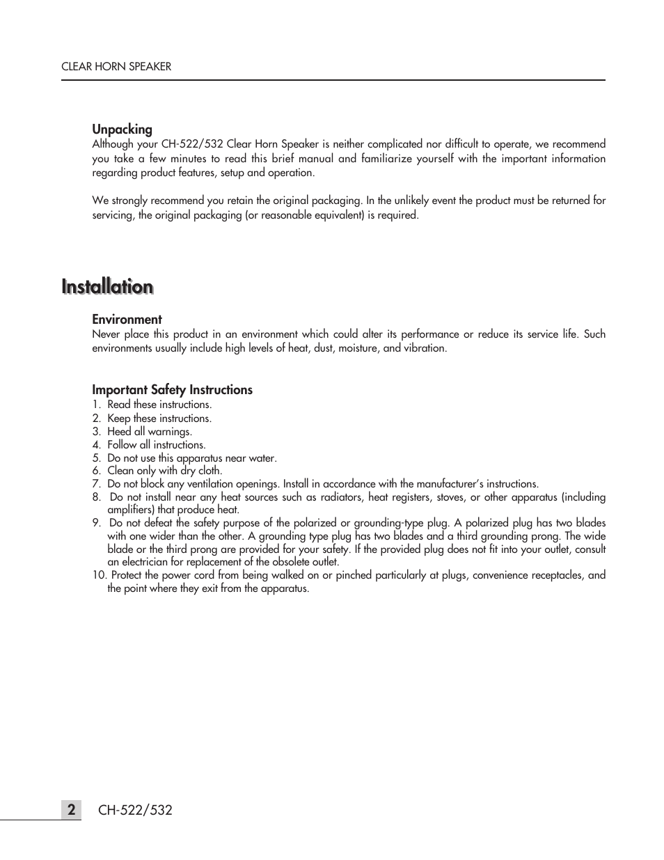 Installation | Inter-M CH-532 User Manual | Page 4 / 11