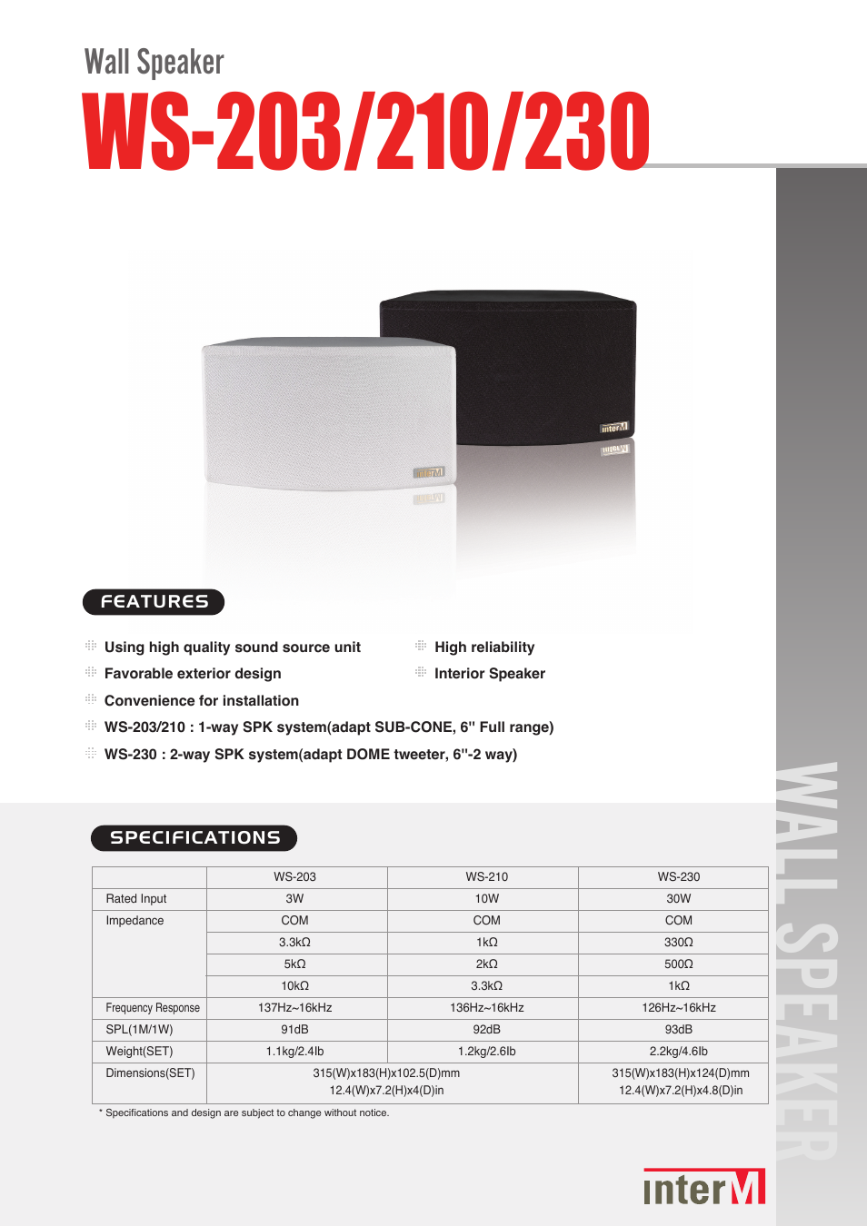 Inter-M WS-230 User Manual | 2 pages