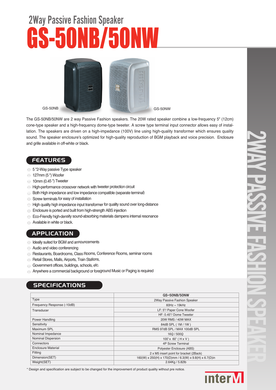 Inter-M GS-50NW User Manual | 2 pages