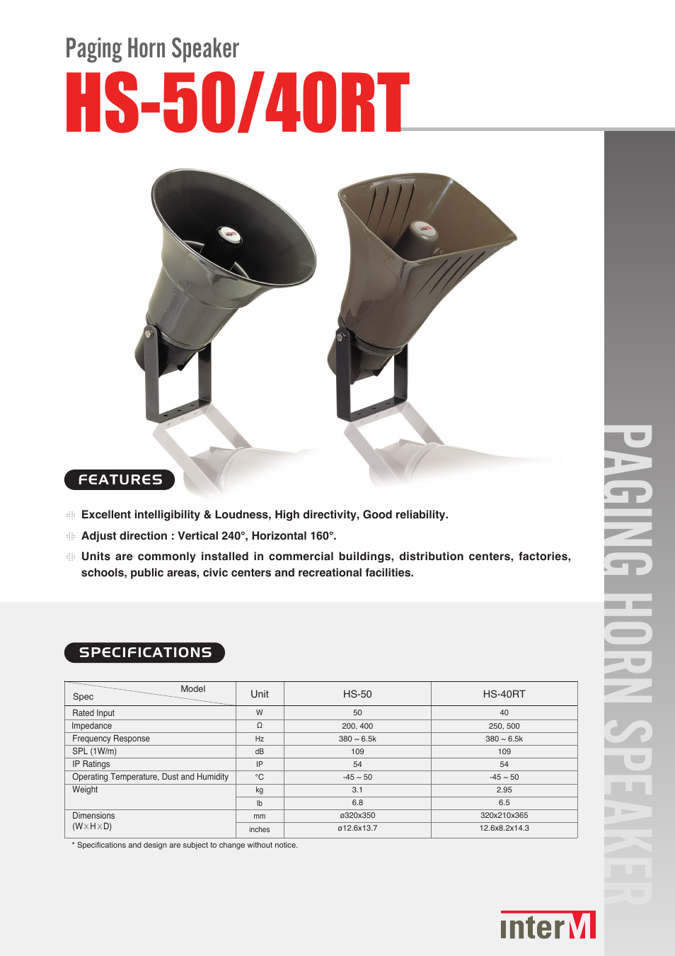 Inter-M HS-40RT User Manual | 2 pages