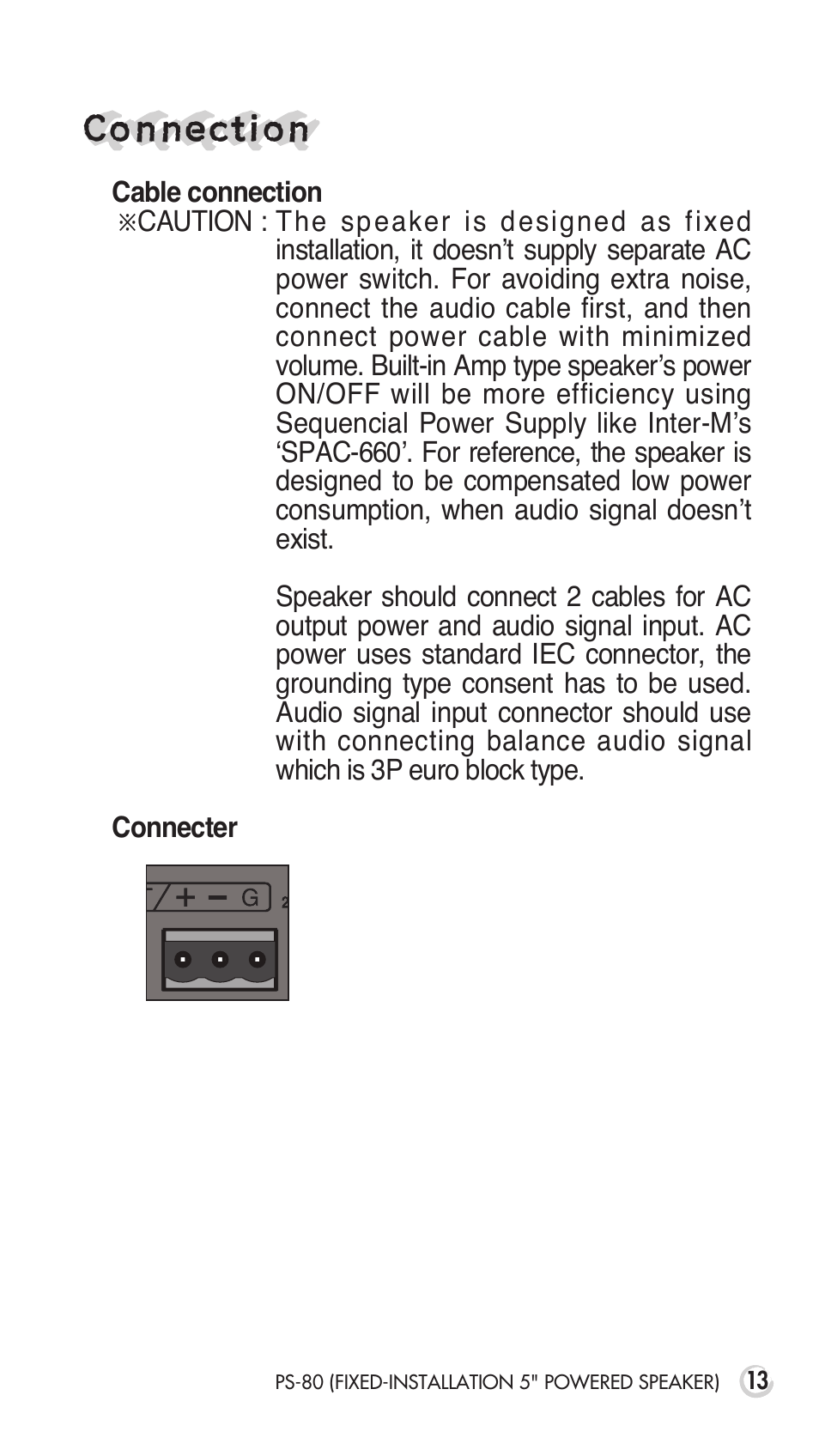 Connection | Inter-M PS-80 User Manual | Page 15 / 20