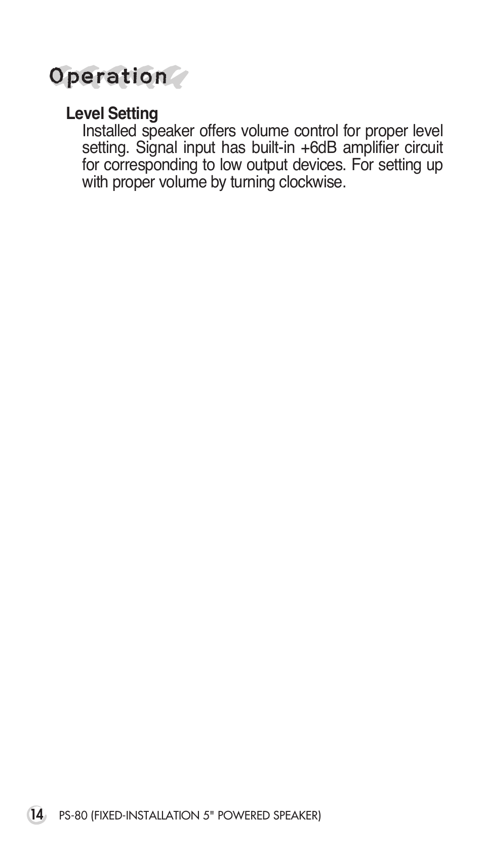 Operation | Inter-M PS-80 User Manual | Page 16 / 20