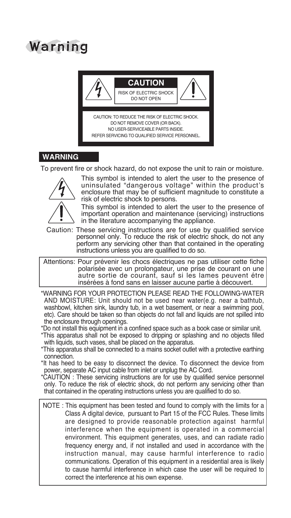 Warning | Inter-M PS-80 User Manual | Page 2 / 20