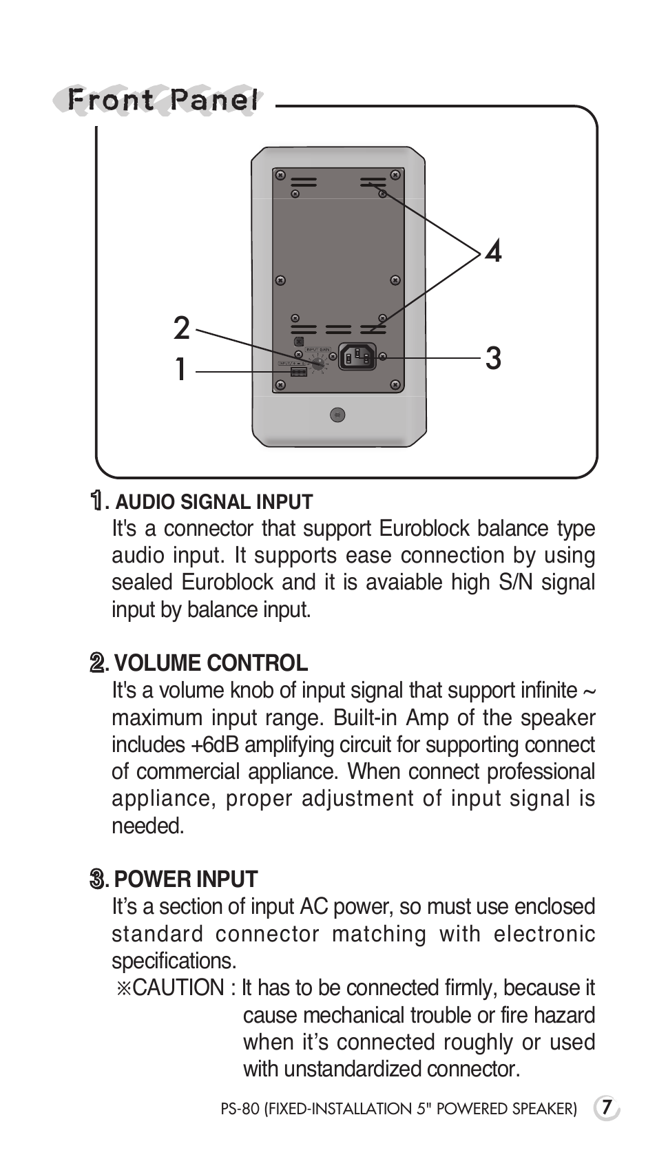 Front panel | Inter-M PS-80 User Manual | Page 9 / 20