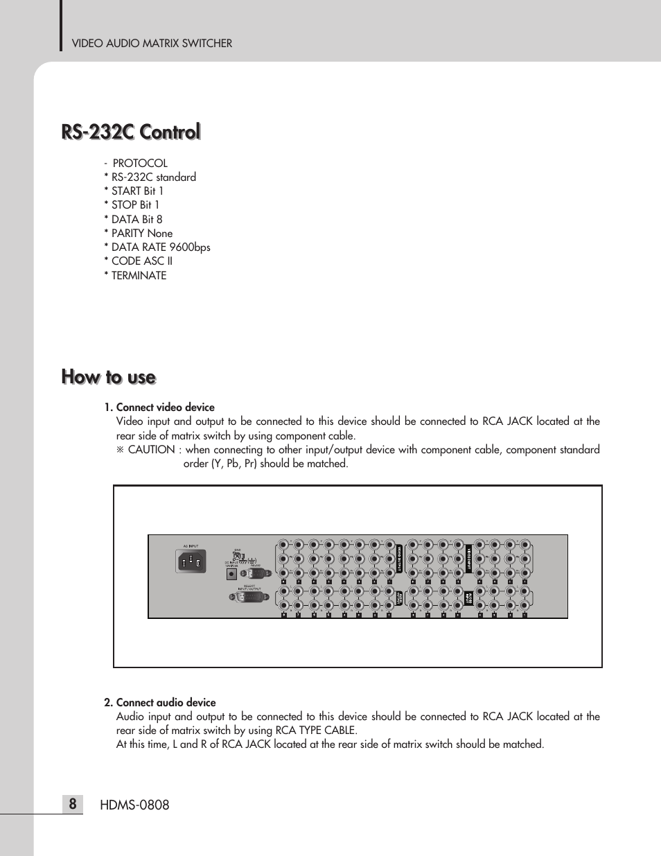 Rs-232c control, How to use | Inter-M HDMS-0808 User Manual | Page 10 / 23