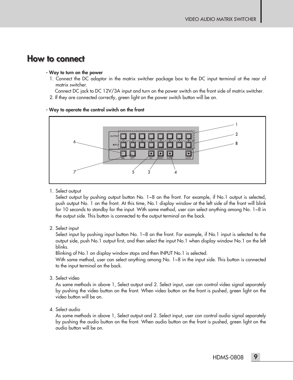 How to connect | Inter-M HDMS-0808 User Manual | Page 11 / 23