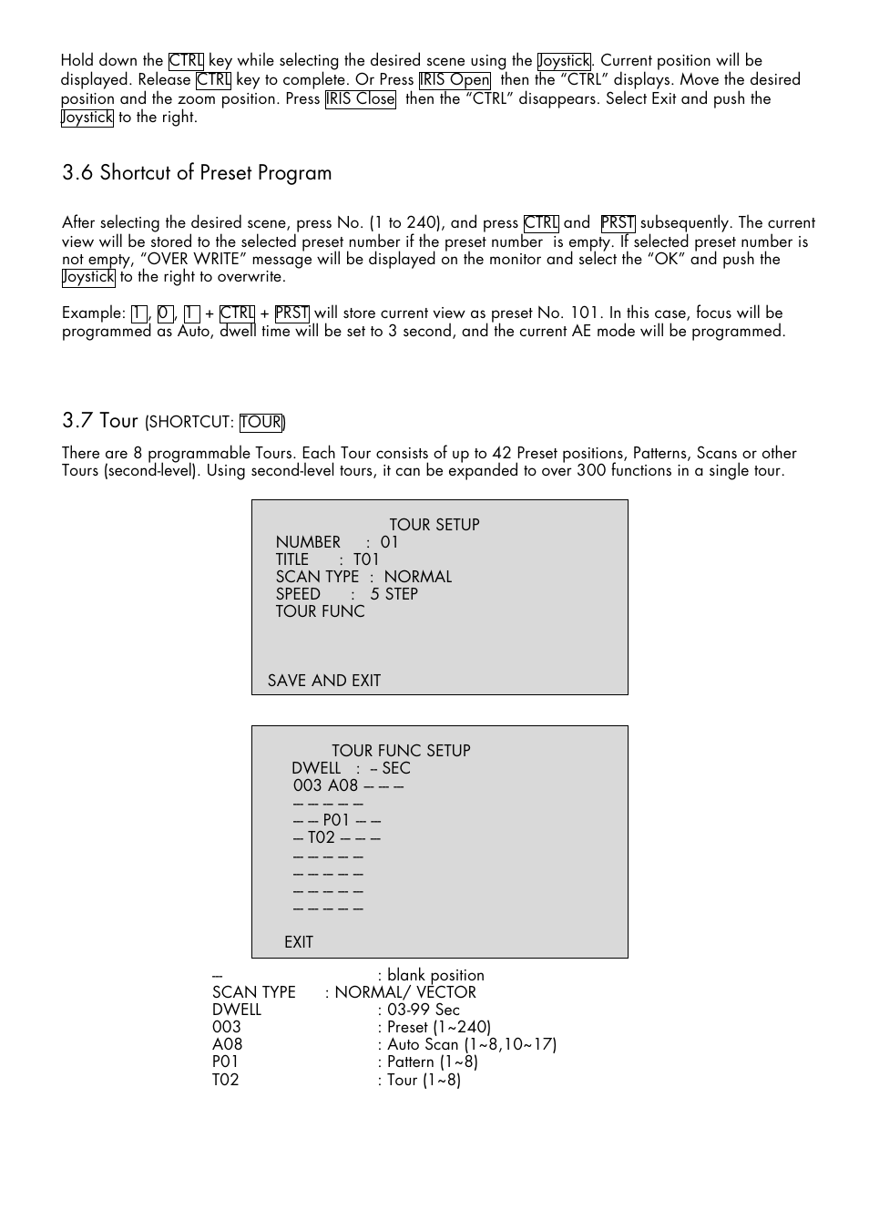 6 shortcut of preset program, 7 tour | Inter-M HDRC-Z440 User Manual | Page 16 / 36