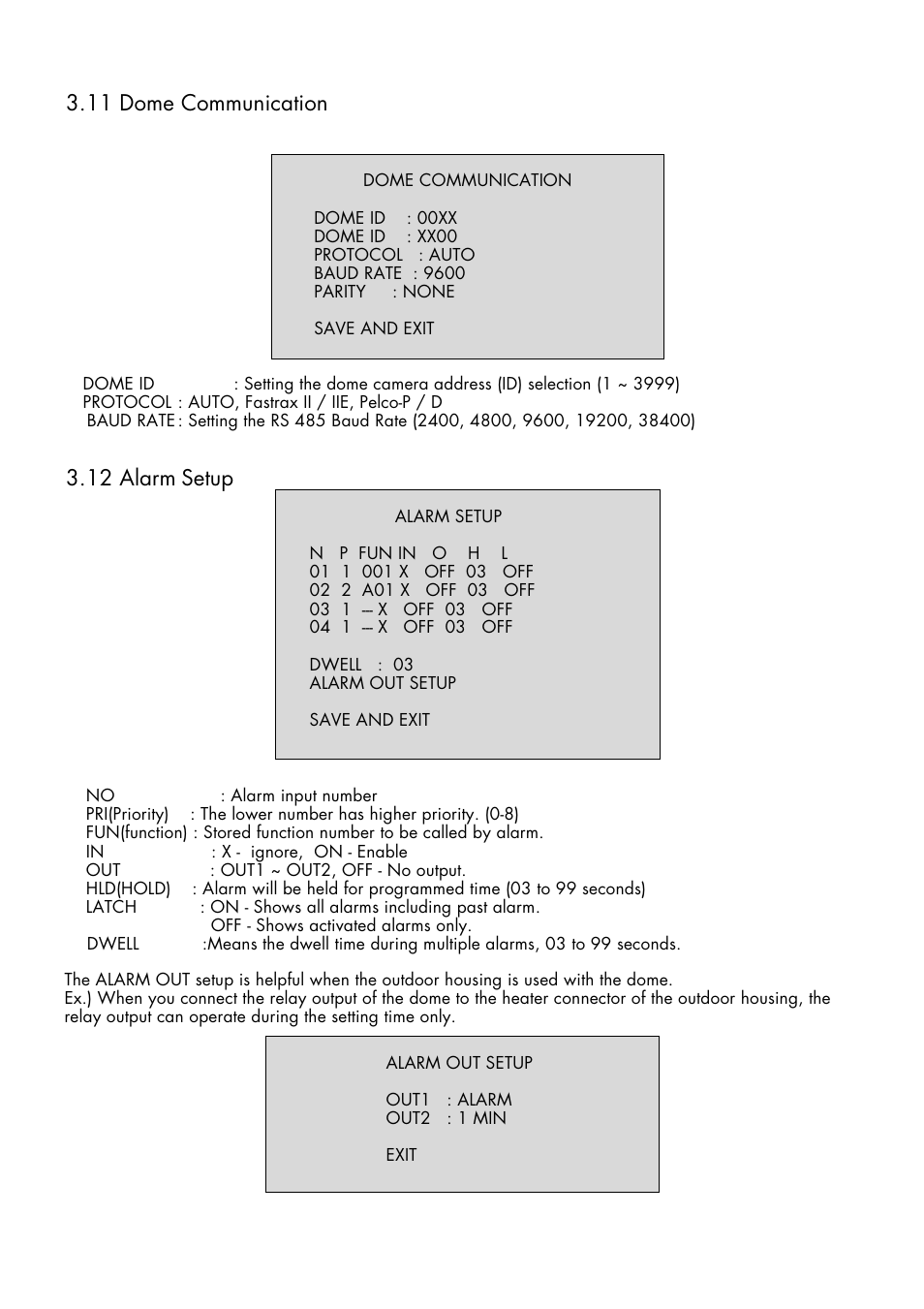 11 dome communication, 12 alarm, Setup | Inter-M HDRC-Z440 User Manual | Page 23 / 36