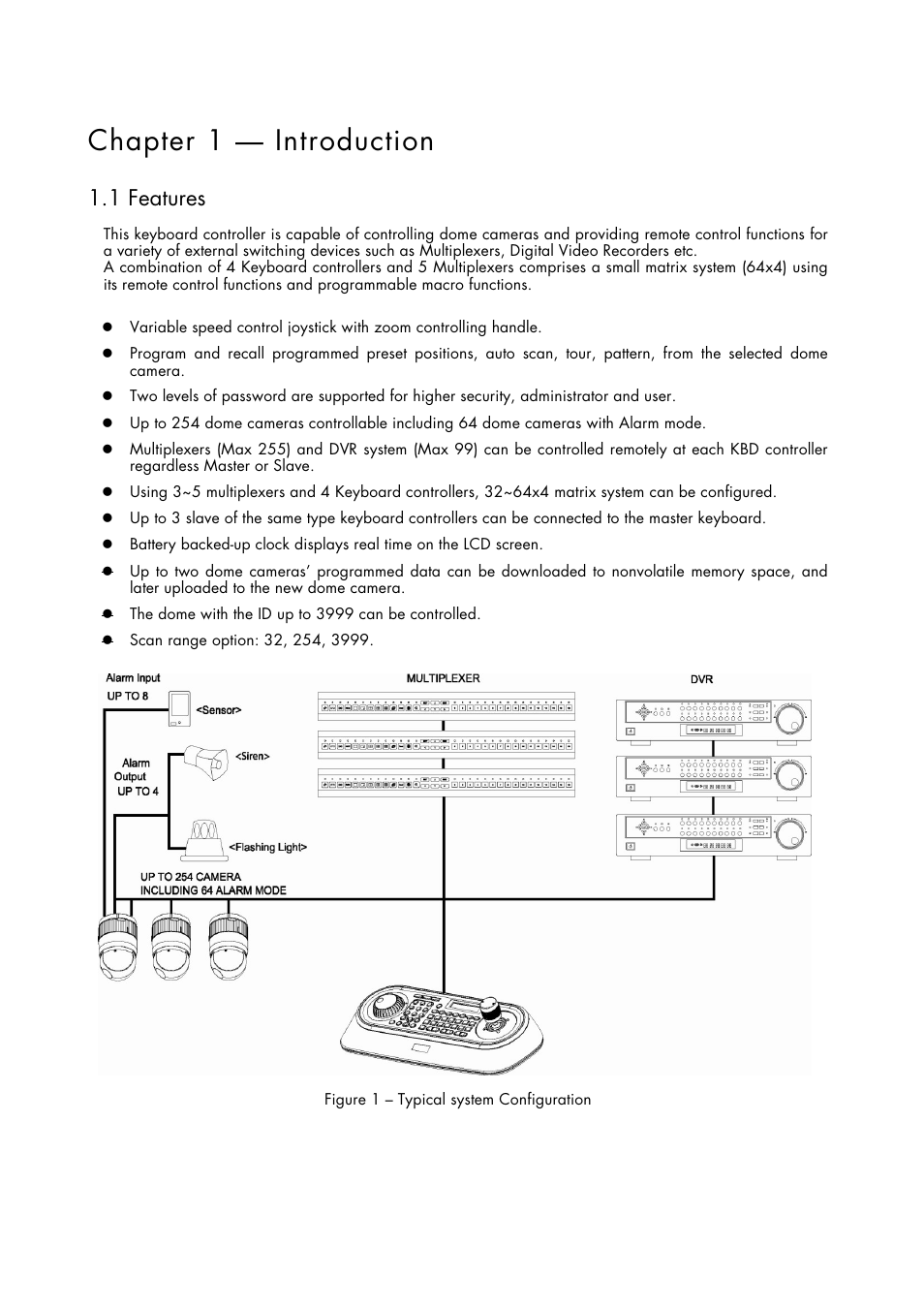 Chapter 1 — introduction, 1 features | Inter-M HDCC-400 User Manual | Page 4 / 48