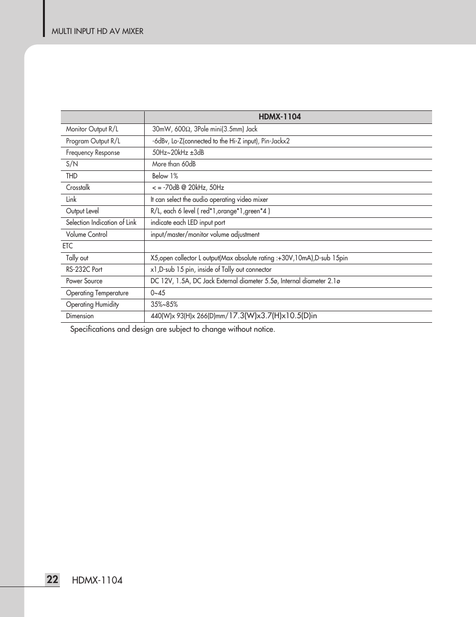 Hdmx-1104 | Inter-M HDMX-1104 User Manual | Page 24 / 28