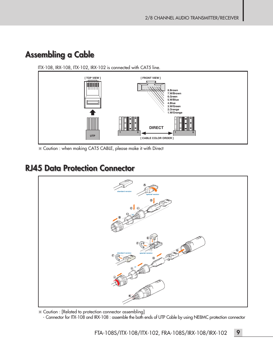 Assembling a cable, Rj45 data protection connector | Inter-M ITX-108 User Manual | Page 11 / 16