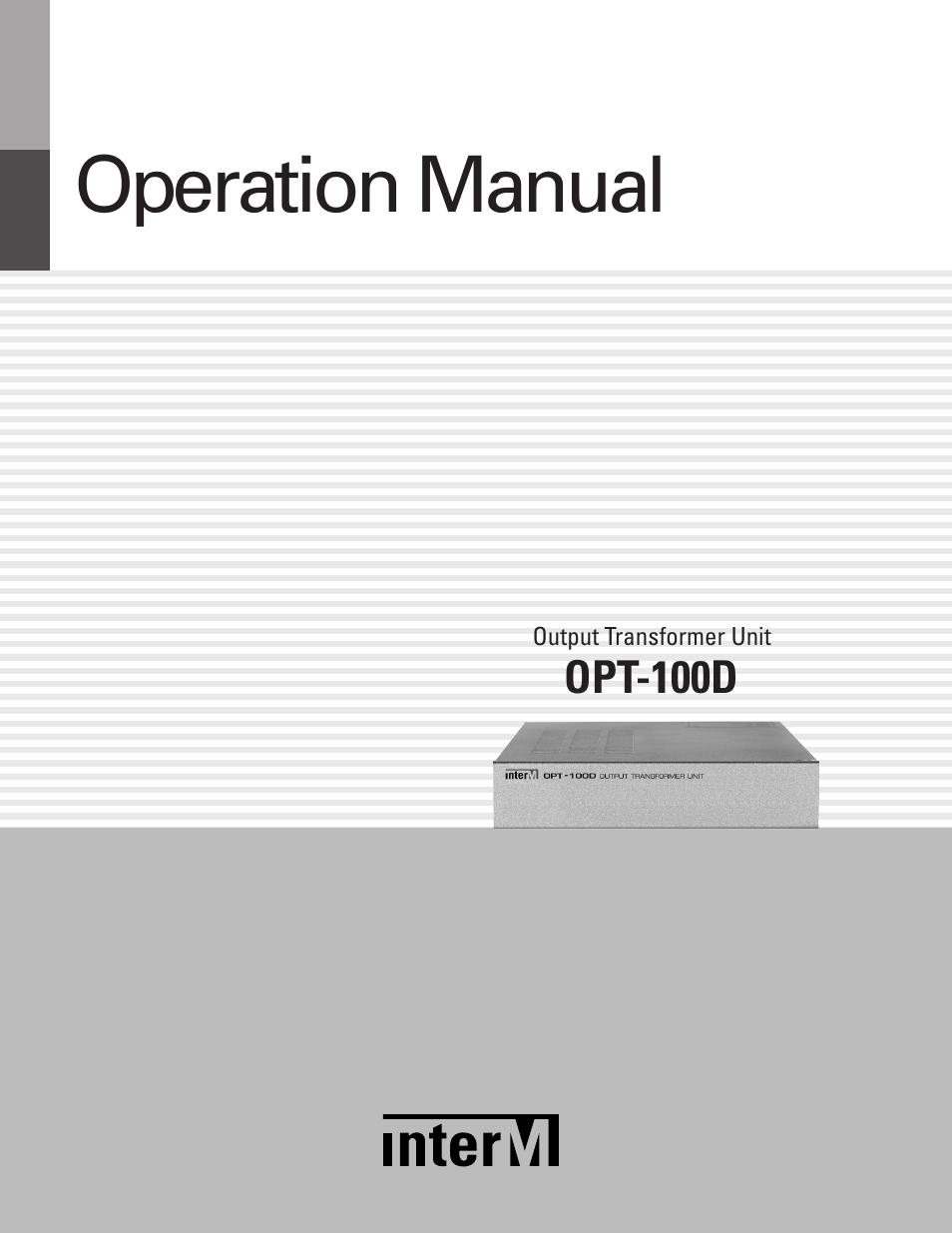 Inter-M OPT-100D User Manual | 15 pages