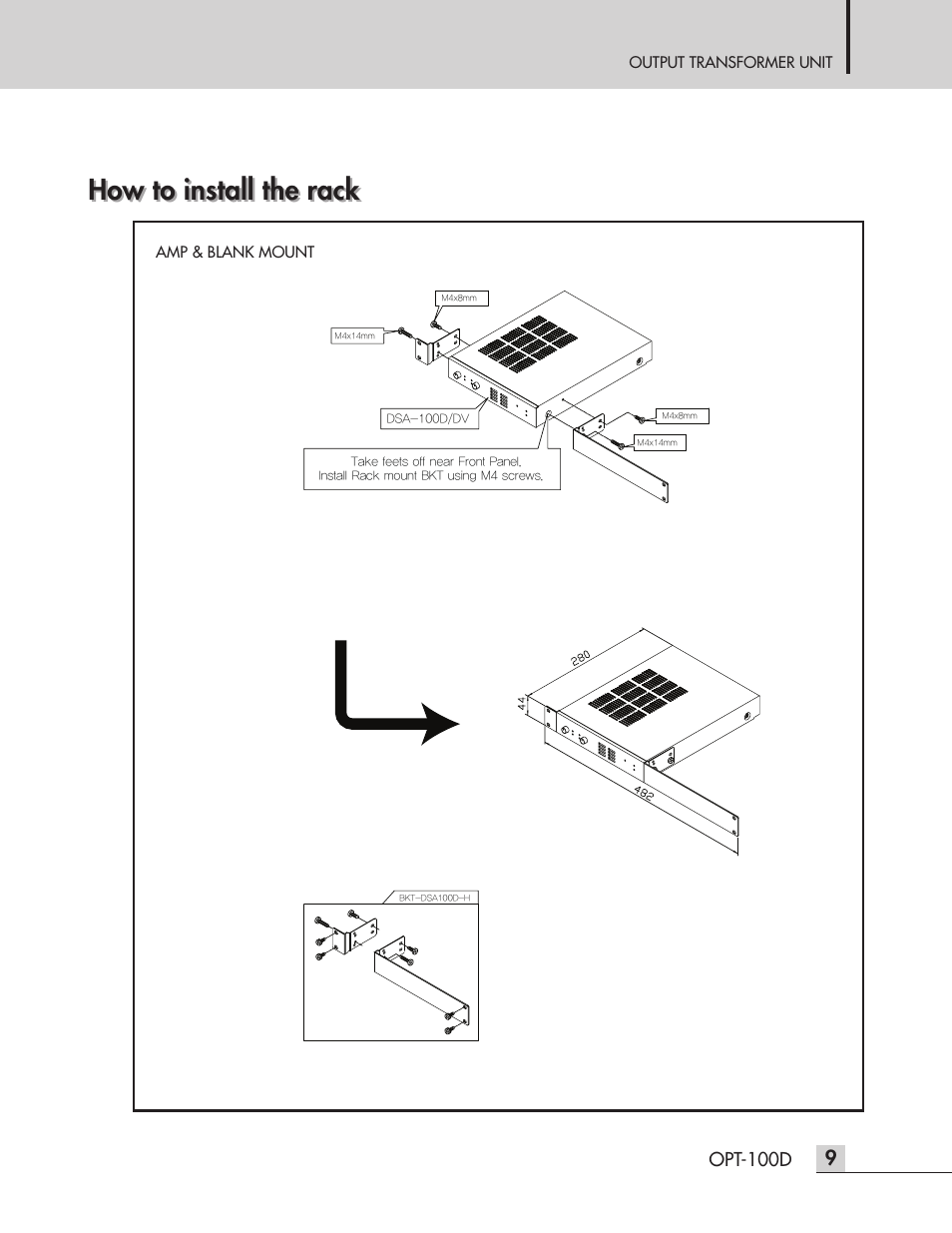 How to install the rack, Opt-100d | Inter-M OPT-100D User Manual | Page 11 / 15