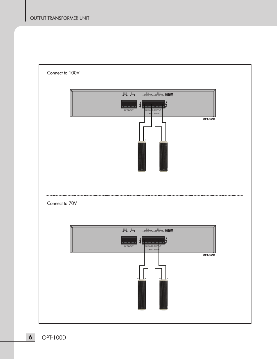 Opt-100d, Output transformer unit | Inter-M OPT-100D User Manual | Page 8 / 15