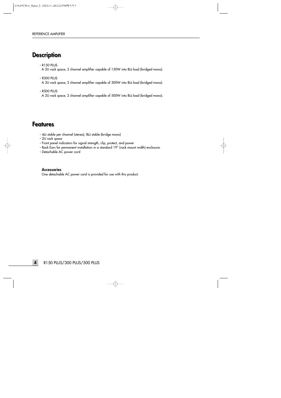 Description, Features | Inter-M R500PLUS User Manual | Page 6 / 18