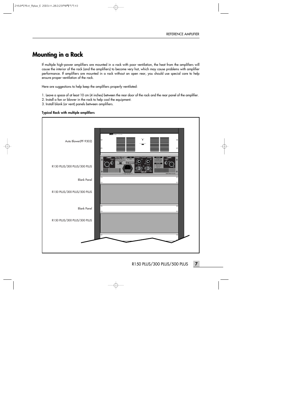 Mounting in a rack, Risque de choc electrique ne pas ouvrir, Bridged stereo | Oc03, Manual off auto power led | Inter-M R500PLUS User Manual | Page 9 / 18