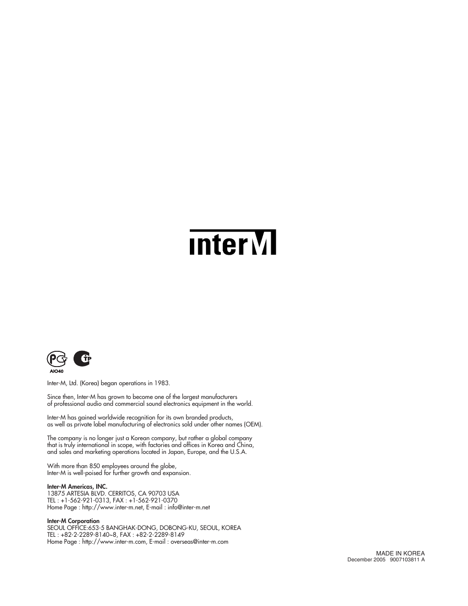 Inter-M A-120 User Manual | Page 15 / 15