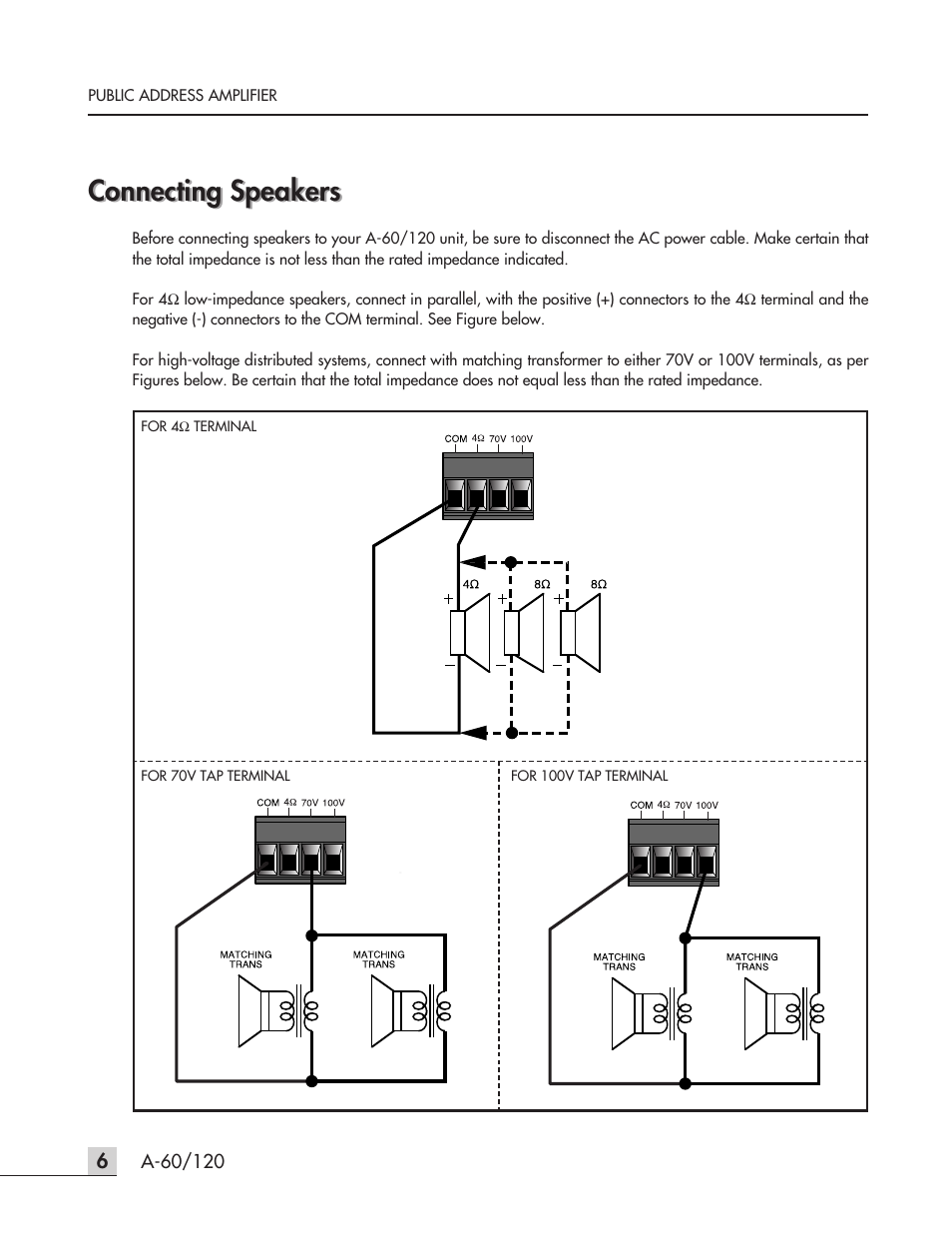 Connecting speakers | Inter-M A-120 User Manual | Page 8 / 15