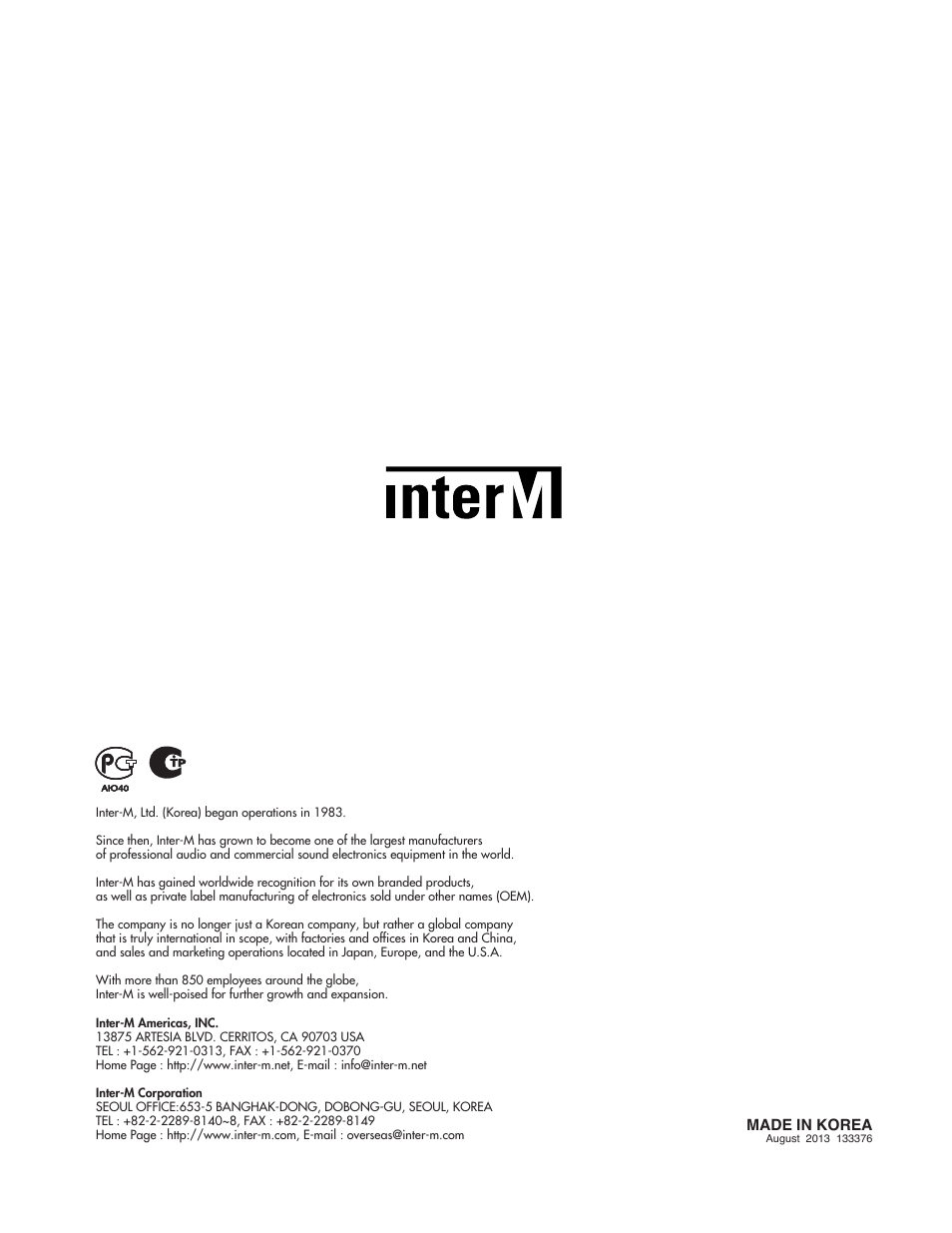 Inter-M DPA-1200S User Manual | Page 20 / 20