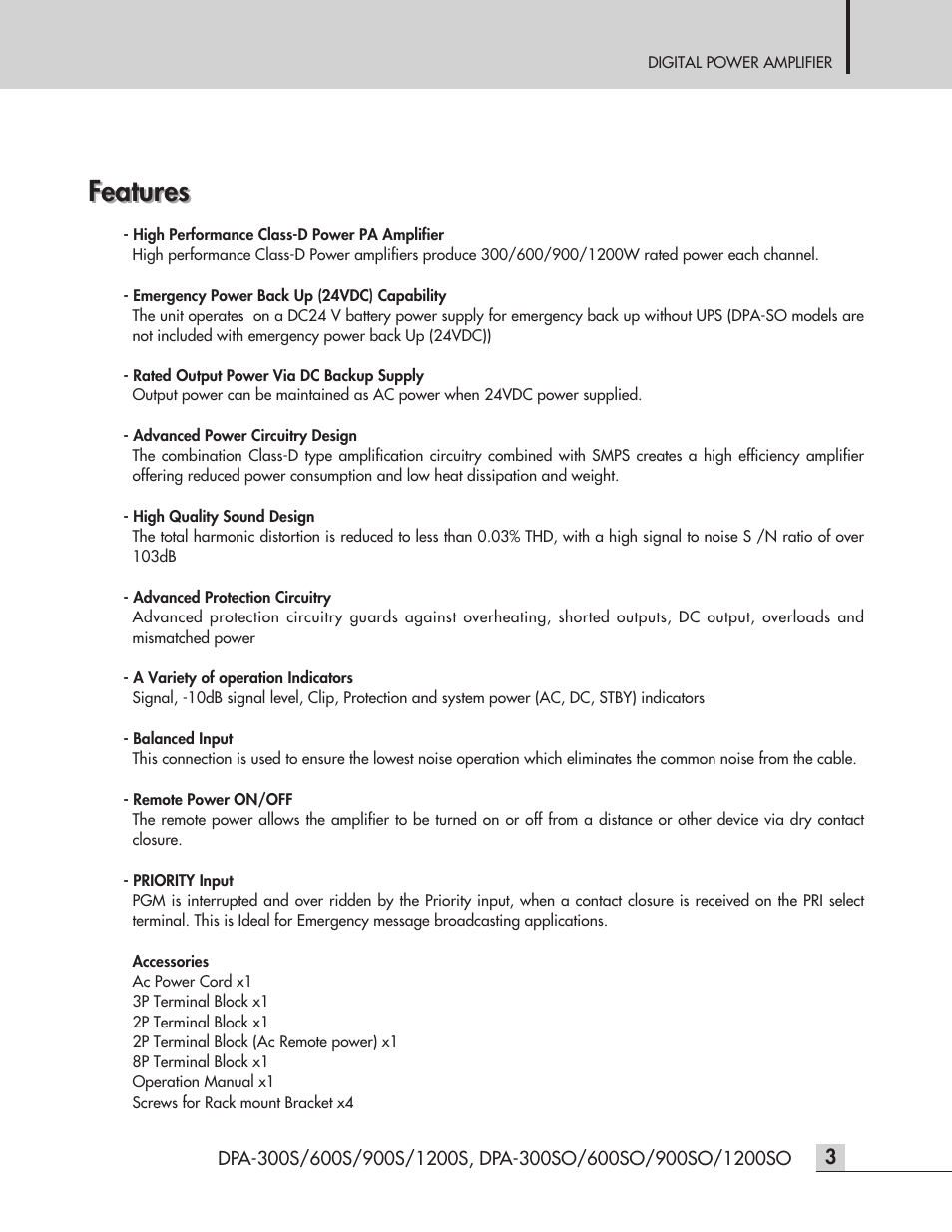 Features | Inter-M DPA-1200S User Manual | Page 5 / 20