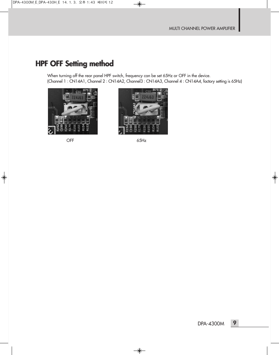 Hpf off setting method | Inter-M DPA-4300M User Manual | Page 11 / 24