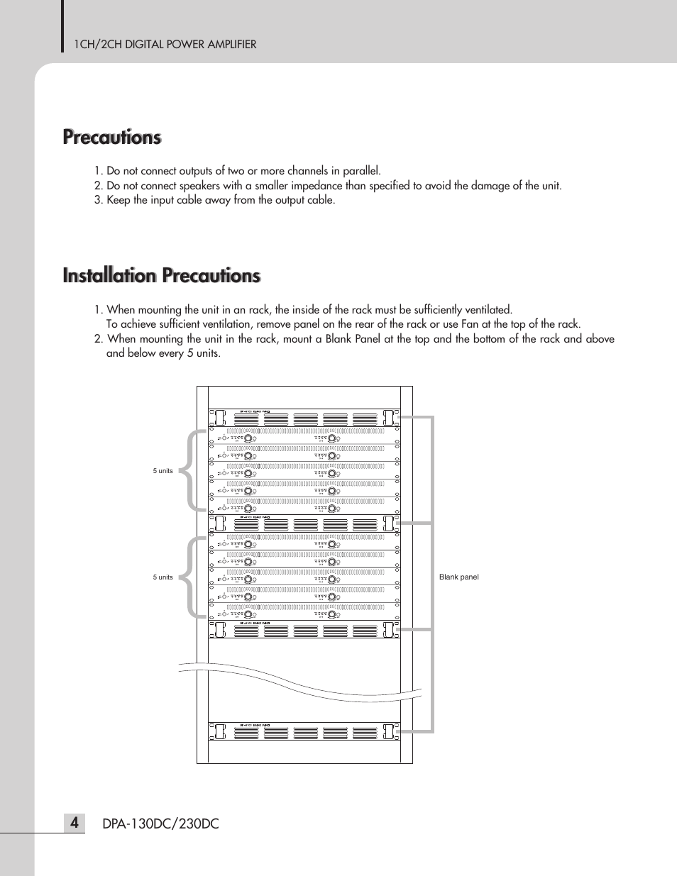 Precautions, Installation precautions | Inter-M DPA-230DC User Manual | Page 6 / 20