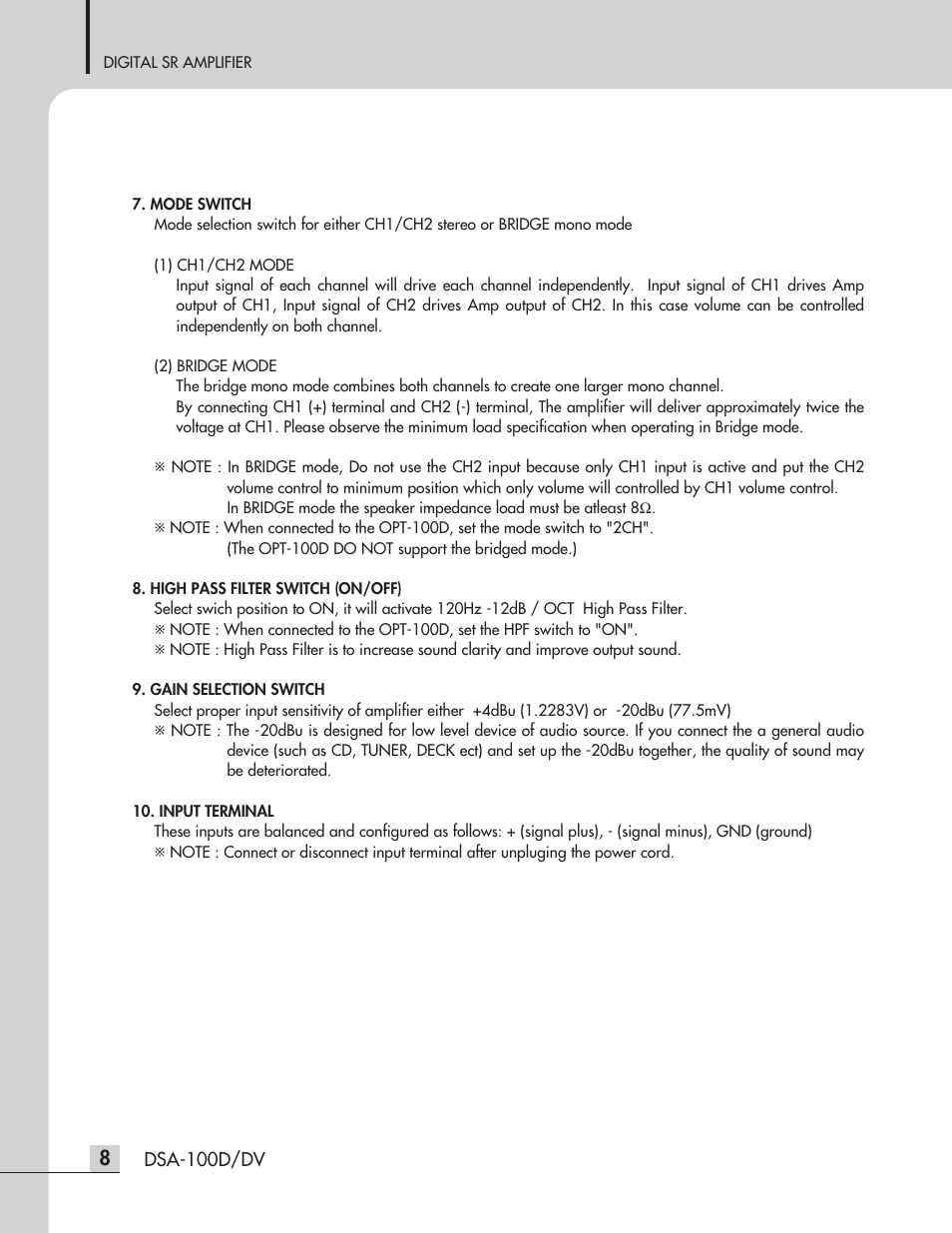 Inter-M DSA-100D User Manual | Page 10 / 20