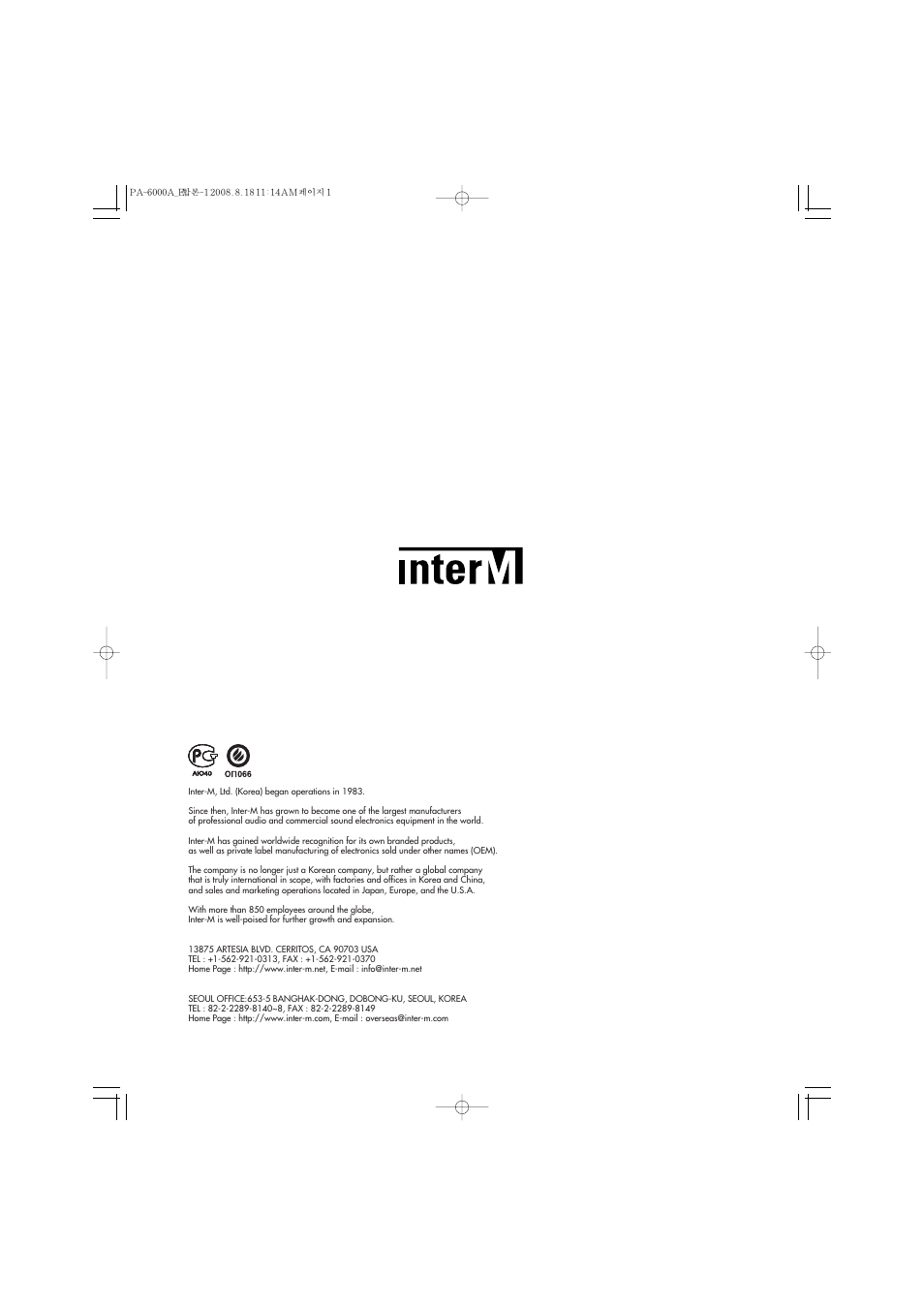 Inter-M PA-4000A User Manual | 16 pages