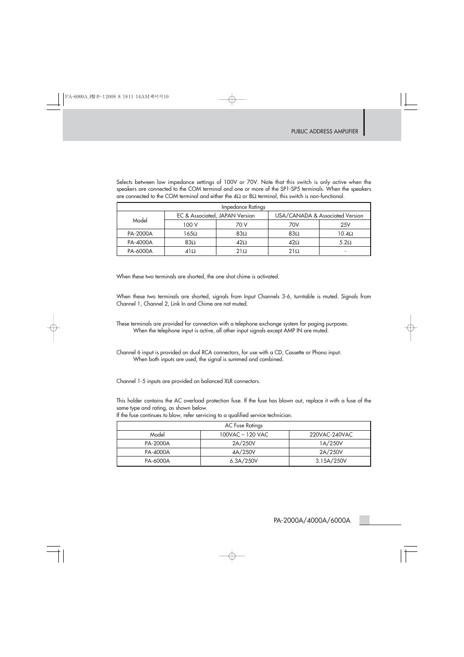 Inter-M PA-4000A User Manual | Page 10 / 16